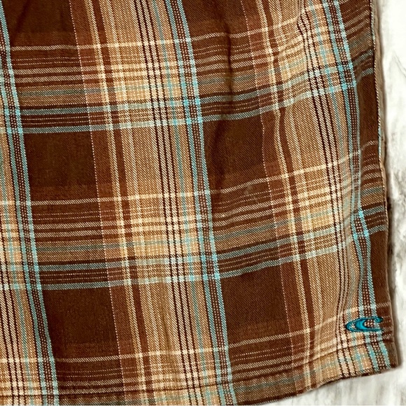 O’Neill Mens Brown and Blue Plaid Cotton Trucker Shorts Sz 38 Skater Summer Surf - Picture 5 of 10